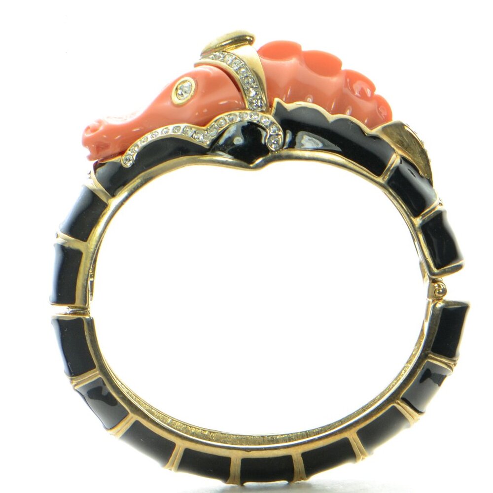 Vintage Kenneth Jay Lane Kjl Black Enamel & Coral… - image 1